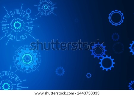 Creative digital cogs on blue texture. Factory, production and machinery concept. 3D Rendering
