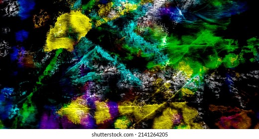 Creative Dirty Background. Multicolor Graffiti Street Art. Cosmos Dirty Art Print. Tie Dye Pattern. Rainbow Psychedelic. Black Street Artist Graffiti.