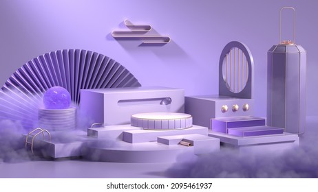 Creative drawing of 3D rendering background simulation scene product display platform