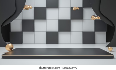 Creative drawing of 3D simulation scene product stand