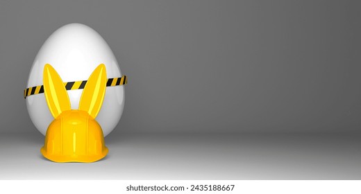 A creative Easter design template with protective helmet. 3D render illustration on engineering, construction and maintenance theme. - Powered by Shutterstock