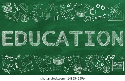 Creative Educational Sketch On Chalkboard Wall Stock Illustration ...