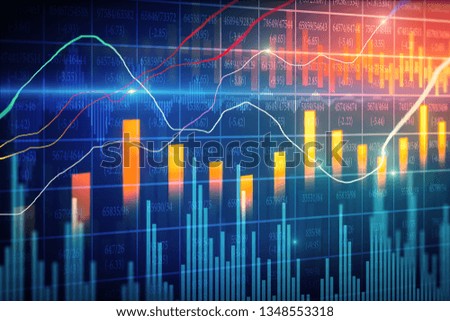 Creative forex chart backdrop with candlestick. Trade and broker concept. 3D Rendering 