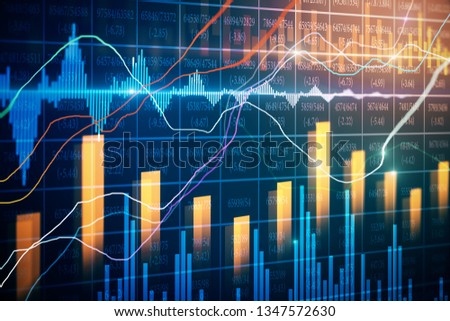 Creative forex chart wallpaper with candlestick. Trade and broker concept. 3D Rendering 