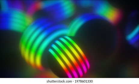 Creative geometric tracery of large 3d render balls spinning in space. Bright planets shape in digital concept of global decoration movement in hazy cosmic surface.