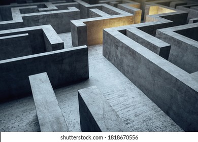 Creative gray maze backdrop. Challenge and risk concept. 3D Rendering - Shutterstock ID 1818670556