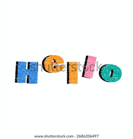 A creative "Hello" in a fun and decorative style. Colorful typographic illustration