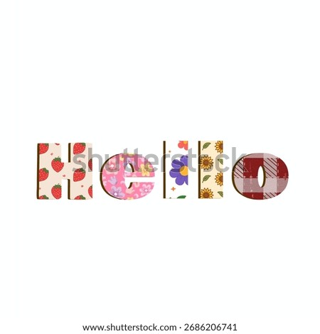 A creative "Hello" in a fun and decorative style. Colorful typographic illustration