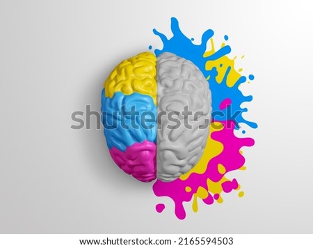 Creative Human brain on white background, 3d Rendering Image.