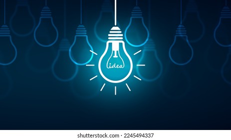 Creative Idea Design with Bulbs and blue background 