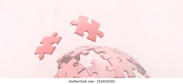 Creative Idea Puzzle Jigsaw Concept. Business Ideas And Teamwork For Success With Key Corporate Sponsors On Red. Copy Space, Digital, Banner, Website -3d Rendering