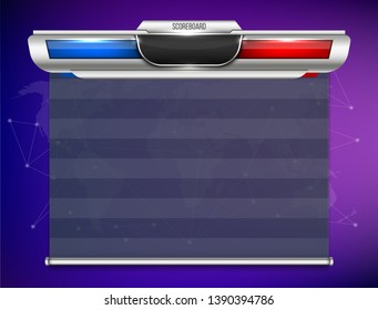 Creative illustration digital scoreboard broadcast graphic isolated on background. Art design lower thirds template. Abstract concept soccer, football, basketball, futsal element - Powered by Shutterstock