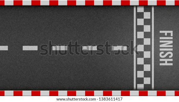 Creative illustration of\
finish line racing background top view. Art design. Start or finish\
on kart race. Grunge textured on the asphalt road. Abstract concept\
graphic element