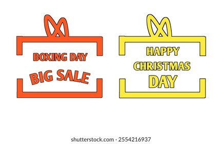 A creative illustration of a gift box design featuring "Boxing Day BIG SALE" and "Happy Christmas Day." Bright colors and festive details make it ideal for holiday promotions and seasonal marketing - Powered by Shutterstock