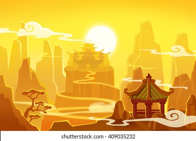 Creative Illustration And Innovative Art: Ancient China. Realistic Fantastic Cartoon Style Artwork Scene, Wallpaper, Story Background, Card Design
