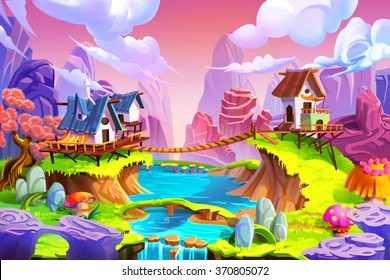 Creative Illustration And Innovative Art: Cabin In The Mountain! Realistic Fantastic Cartoon Style Artwork Scene, Wallpaper, Story Background, Card Design
