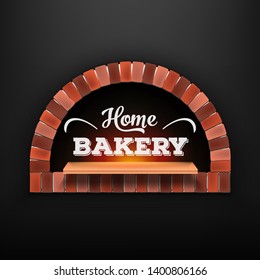 Creative Illustration Of Stone Brick, Pizza Firewood Oven With Fire Isolated On Background. Art Design Home Bakery. Abstract Concept Graphic Pizzeria Restaurant, Bread Shop Element