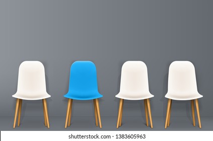 Creative illustration of we are hiring - recruiting concept, resources job employment career jobless interview, chairs isolated on background. Art design template. Abstract graphic element - Powered by Shutterstock