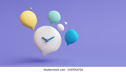 creative imagination conversation inbox direct message chat box text box circle application online product display talk chat management clock internet shopping website. clipping path. 3D Illustration.