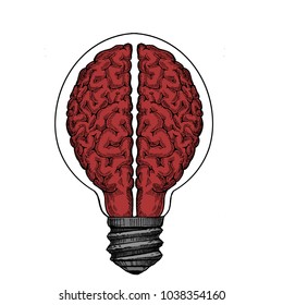Creative. Imagination. Creativity concept. Bulb and brain. Bright idea. Education and learning. Innovation and motivation.
