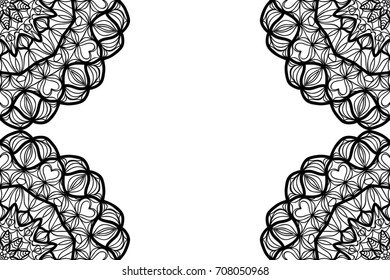 creative invitation card with mandala elements border. black and white color. for greeting card, wedding invitation, yoga flyer.   - Powered by Shutterstock