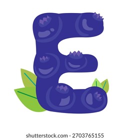 Creative lettter E shaped like a fresh fruit. Colorful fruit alphabet design for education.