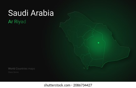 Creative Map Of Saudi Arabia. Political Map. Ar Riyad. Capital Of Saudi Arabia. Glass Map