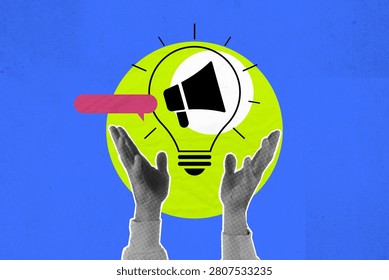 Creative megaphone lightbulb idea concept in hands