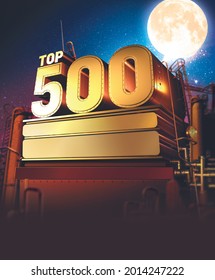 Creative metallic 3D Illustration of Top 500 toppers. Useful for Cover-page design, Branding, Award Function, etc.