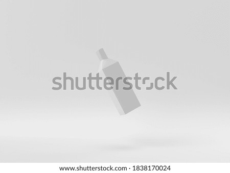 Creative minimal paper idea. Concept white bottle with white background. 3d render, 3d illustration.