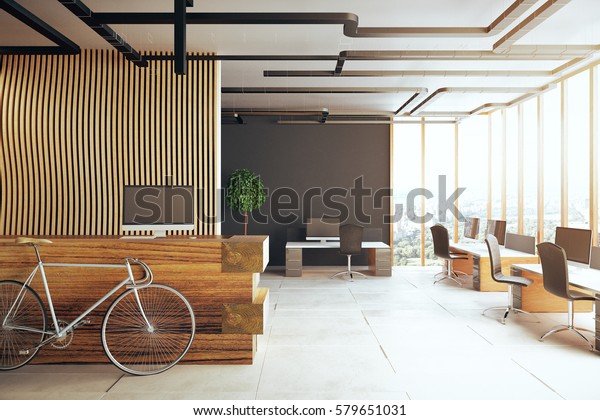 Creative Office Interior Bicycle Reception Desk Stockillustration