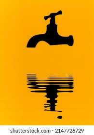 creative pattern and artistic design of a water tap black on gold	