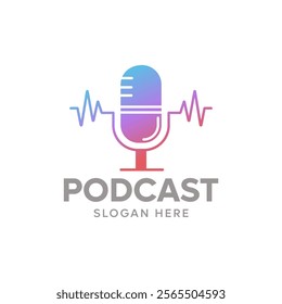 Creative podcast logo design vector