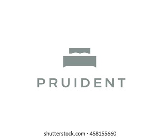 Creative premium furniture logo. Luxury universal interior design logotype idea symbol. Style negative space bed icon sign.