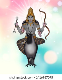 Creative representation of Lord Saturn. In Vedic astrology, Saturn is called Shani, against a glowing, abstract background. He is also one of the nine planets (Navagrahas) mentioned in Hindu texts.