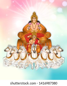 Creative representation of Lord Sun. In Vedic astrology, Sun is called Surya, against a glowing, abstract background. He is also one of the nine planets (Navagrahas) mentioned in Hindu texts.