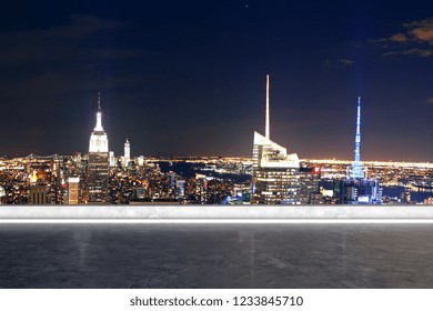 Creative Rooftop With Night New York City View