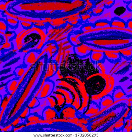 Creative seamless pattern with beautiful bright abstract elements. Colorful texture for any kind of a design. Graphic abstract background. Contemporary art. Trendy modern style.
