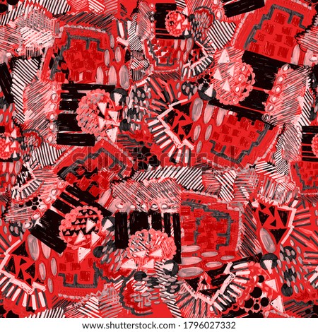 Creative seamless pattern with beautiful bright abstract elements. Colorful texture for any kind of a design. Graphic abstract background. Contemporary art. Trendy modern style.
