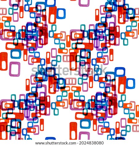 Creative seamless pattern with colorful abstract geometrical elements. Hand drawn graphic background. Contemporary art. Trendy modern style.