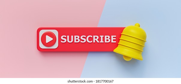 creative Subscribe, bell button. subscribe to channel, blog. Social media Marketing banner. 3d rendering