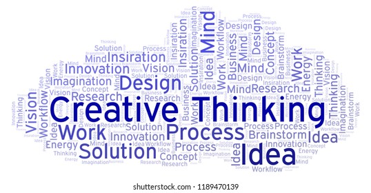 Creative Thinking word cloud, made with text only.