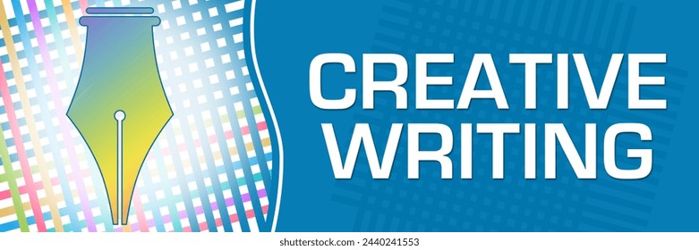 Creative writing concept image with text and pen symbol.
