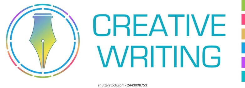 Creative writing concept image with text and pen symbol.