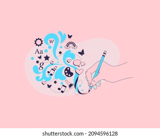 creative writing concept white background illustration - Powered by Shutterstock - Get 15% off with code: PIKWIZARD15