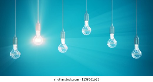 Creativity Abstract with Light Bulbs Concept Background 3D Render