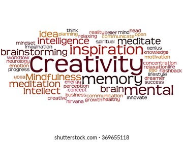 Creativity, word cloud concept on white background.
