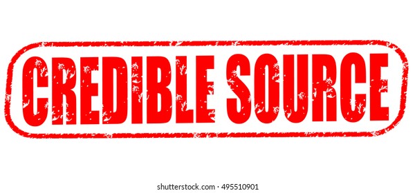 Credible Source Red Stamp On White Background.