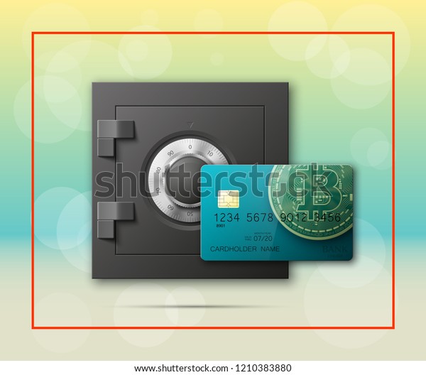 Credit Card Bitcoin Electronic Lock Bank Stock Illustration 1210383880