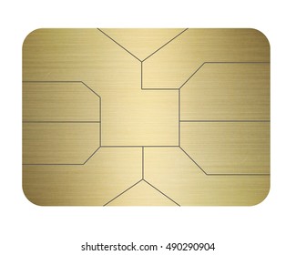  credit card chip gold isolated on white